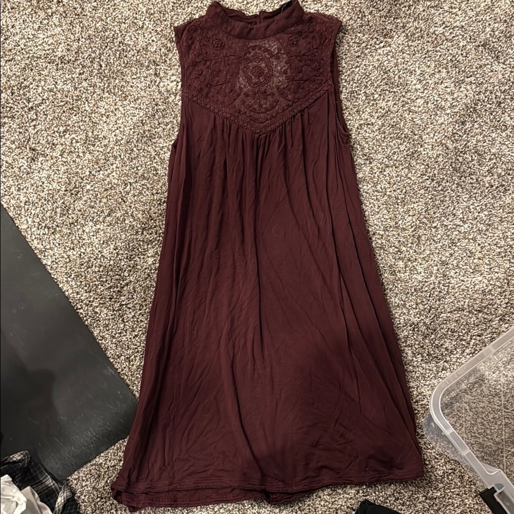 American Eagle Outfitters Sleeveless Lace Midi Dress - Dark Brown
